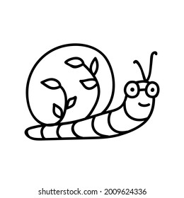 Single hand drawn snail. Doodle vector illustration. Isolated on a white background.
