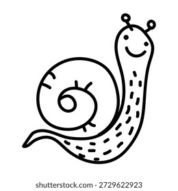 Single hand drawn snail. Doodle vector illustration. Isolated on a white background.