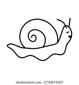 Single hand drawn snail. Doodle vector illustration. Isolated on a white background.