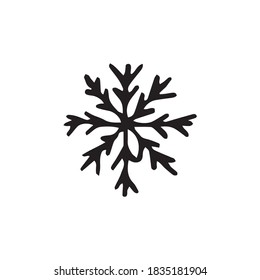 Snowflake dibujado a mano única. Ilustración vectorial Doodle para tarjetas de felicitación de invierno, afiches, envoltura y diseño estacional.