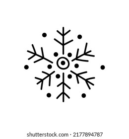 Single hand drawn snowflake. Doodle vector illustration. Winter element for greeting cards, posters, stickers and seasonal design. Isolated on white background.