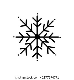Copo de nieve dibujado a mano única. Ilustración del vector Doodle. Elemento invernal para tarjetas de felicitación, carteles, pegatinas y diseño estacional. Aislado sobre fondo blanco.