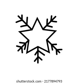 Single hand drawn snowflake. Doodle vector illustration. Winter element for greeting cards, posters, stickers and seasonal design. Isolated on white background.