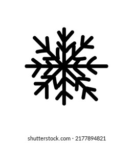 Single hand drawn snowflake. Doodle vector illustration. Winter element for greeting cards, posters, stickers and seasonal design. Isolated on white background.