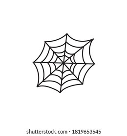 Single hand drawn spiderweb doodle vector illustration.