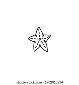 Single hand drawn starfish. Doodle vector illustration. Isolated on a white background. Underwater world for summer design