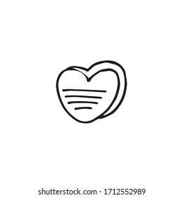 Single hand drawn stickers hearts illustration in doodle style in vector. Paper stickers.