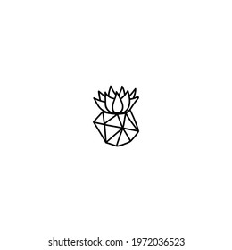 Single hand drawn succulent. Doodle vector illustration. Isolated on a white background.