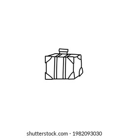 Single hand drawn suitcase. Doodle vector illustration. Isolated on a white background. Summer vibe