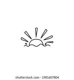 Single hand drawn sun. Doodle vector illustration. Isolate on a white background. Summer vibe
