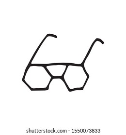 Single hand drawn sunglasses. Doodle vector illustration. Cute element for greeting cards, posters, stickers and seasonal design. Isolated on white background
