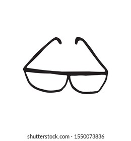 Single hand drawn sunglasses. Doodle vector illustration. Cute element for greeting cards, posters, stickers and seasonal design. Isolated on white background