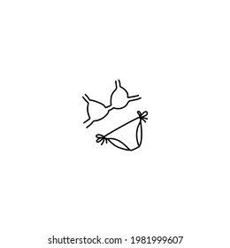 Single hand drawn swimsuit. Doodle vector illustration. Isolated on a white background. Summer vibe