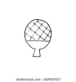 single hand drawn table tennis racket in doodle style in vector