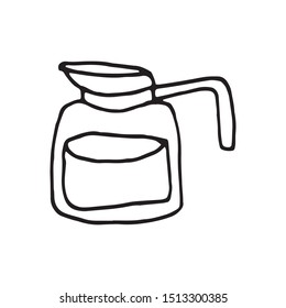 Single hand drawn tea or coffee pot. Doodle vector illustration.