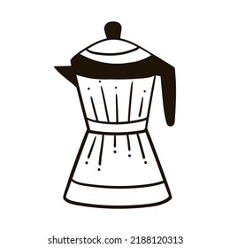 Un hervidor de té dibujado a mano. Ilustración del vector Doodle. Aislado sobre fondo blanco.