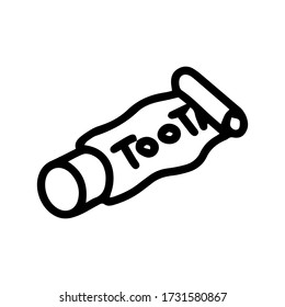 Tubo de pasta dental dibujado a mano única. Ilustración vectorial de la población de Doodle. para carteles, pegatinas y diseño estacional. Aislado sobre fondo blanco. Elementos de esbozo definidos para diseño gráfico y web.