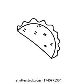 Single hand drawn tortilla doodle vector illustration. Delicious food. Spanish and mexican cuisine