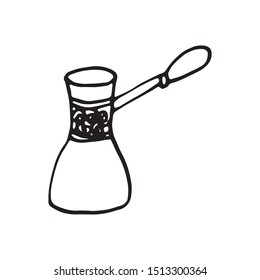 Single hand drawn turk for coffee, chocolate, cocoa, americano or cappuccino. Doodle vector illustration.