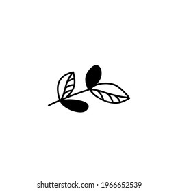 Single hand drawn twig.  Doodle vector illustration. Isolate on a white background