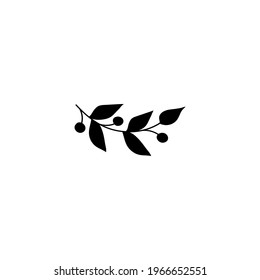 Single hand drawn twig.  Doodle vector illustration. Isolate on a white background