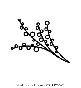 Single hand drawn twig. Doodle vector illustration. Isolated on a white background.