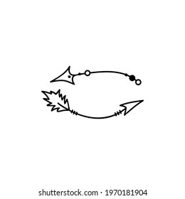 Single hand drawn two arrows. Doodle vector illustration. Isolated on a white background