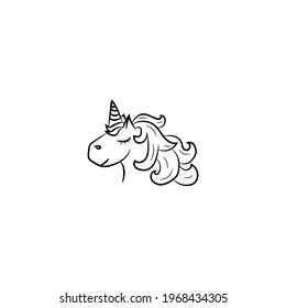 Single hand drawn unicorn. Doodle vector illustration. Isolated on a white background