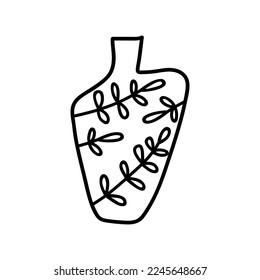 Single hand drawn vase for flowers. Vector illustration in doodle style. Isolate on a white background.