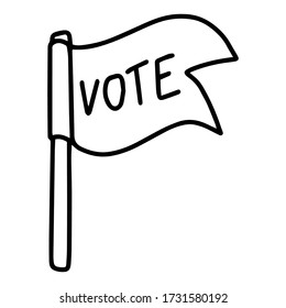 Single hand drawn vote flag. Doodle stock vector illustration. element for posters, stickers and seasonal design. Isolated on white background. Sketch elements set for graphic and web design.