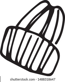 Single hand drawn warm hat. Doodle vector illustration in cozy scandinavian style. Cute element for greeting cards, posters, stickers and seasonal design. Isolated on white background
