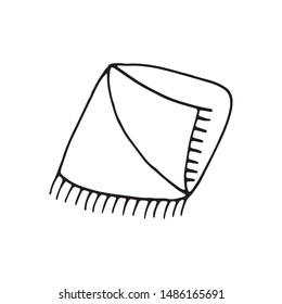 Single hand drawn warm plaid. Doodle vector illustration in cozy scandinavian style. Cute element for greeting cards, posters, stickers and seasonal design. Isolated on white background