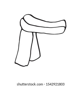 Single hand drawn warm plaid. Doodle vector illustration in cozy scandinavian style. Cute element for greeting cards, posters, stickers and seasonal design. Isolated on white background