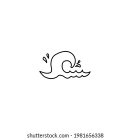 Single hand drawn waves. Doodle vector illustration. Isolate on a white background. Underwater world for summer design