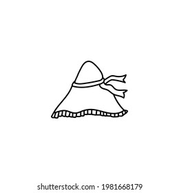 Single hand drawn women's hat. Doodle vector illustration. Isolate on a white background. Summer vibe