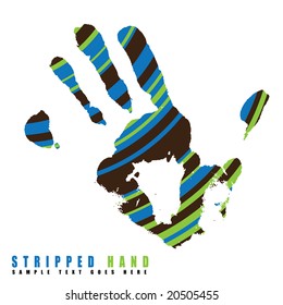 Single hand outline on a white background with stripped effect