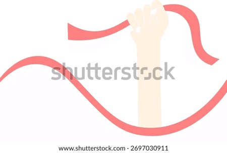 Single hand reaching for a swirling red ribbon, representing pursuit, hope, or an objective.