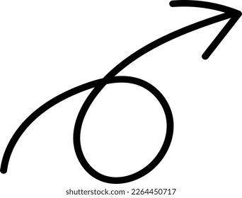 It is a single hand-drawn arrow that looks like it was drawn roughly with a pen. An image that rises or rises above.