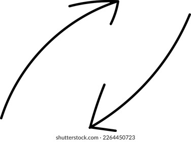 Es ist ein handgezeichneter Pfeil, der so aussieht, als wäre er grob mit einem Stift gezeichnet worden. Ein Bild, das über- oder aufsteigt.