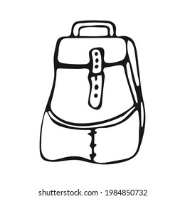Ein handgezeichneter Rucksack einzeln auf weißem Hintergrund. Cute Cartoon Rucksack. Schulelement. Vektorgrafik.