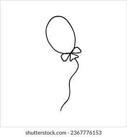 Single hand-drawn balloon illustration for greeting cards, posters, party decorations, and designs. Isolated on a white background. Doodle vector illustration.