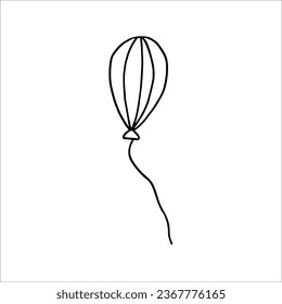 Single hand-drawn balloon illustration for greeting cards, posters, party decorations, and designs. Isolated on a white background. Doodle vector illustration.