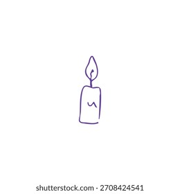 A single hand-drawn candle with a flame is centered on a white background.