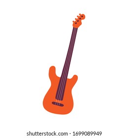 Single hand-drawn Electric guitar icon. Symbol of a musical instrument. Vector