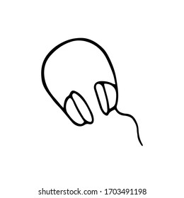Single hand-drawn headphone icon. Musical symbol. Vector