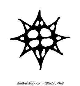 A single hand-drawn snowflake. Vector illustration with doodles. An element for greeting cards, posters, stickers and seasonal design.