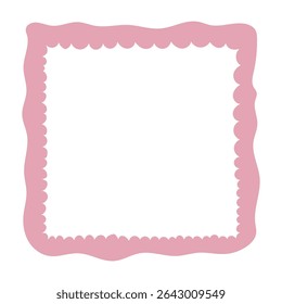 A single hand-drawn square frame with scalloped wavy edges. Bold orange decorative border in doodle style. Ideal for scrapbooking, invitations, greeting cards, photo albums, and creative designs.
