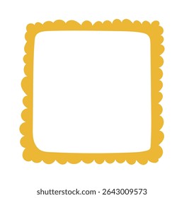 A single hand-drawn square frame with scalloped wavy edges. Bold orange decorative border in doodle style. Ideal for scrapbooking, invitations, greeting cards, photo albums, and creative designs.