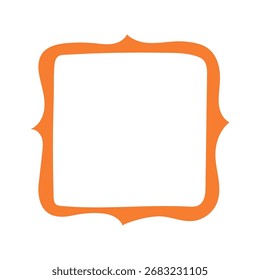 A single hand-drawn square frame with scalloped wavy edges. Bold orange decorative border in doodle style. Ideal for scrapbooking, invitations, greeting cards, photo albums, and creative designs.