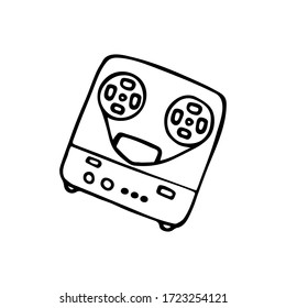Single hand-drawn tape-recorder icon. Musical symbol. Vector